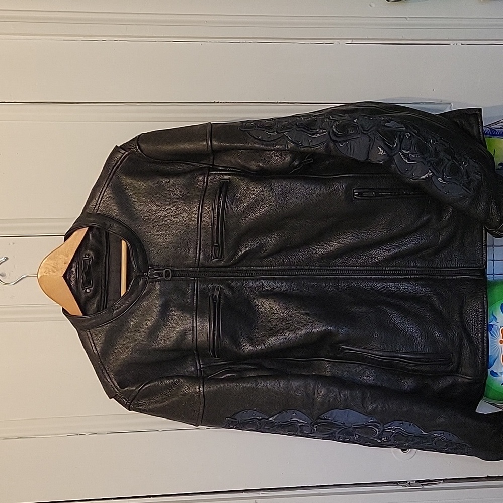 Wilsons Leather Mens Biker Jacket,  size large